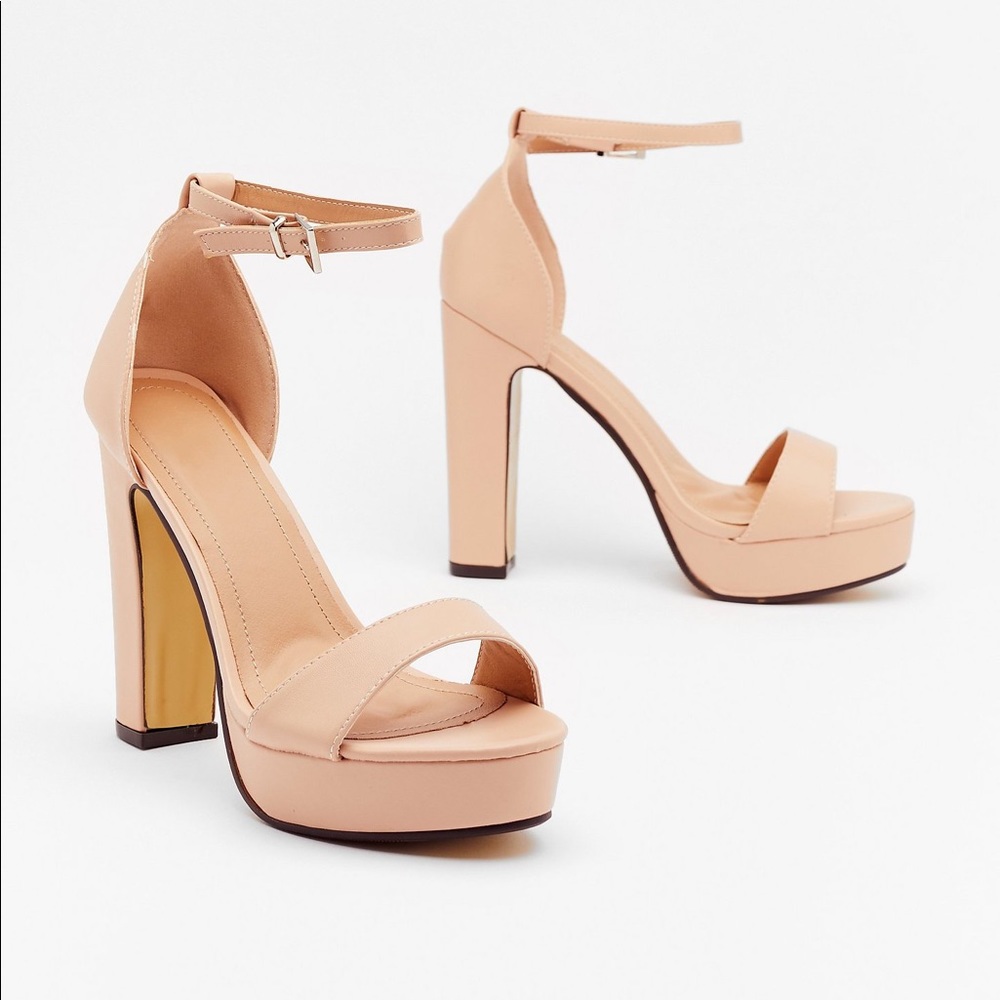 On the rise faux leather platform heels